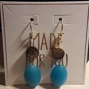 NWT Sea glass and coco wood  earrings